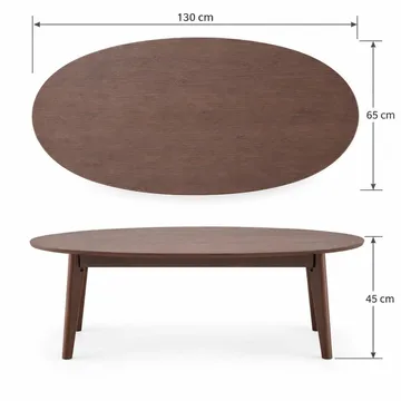 Velo sofabord ovalt 130 cm massivt tre - Valnøtt - Møbler - Bord - Sofabord