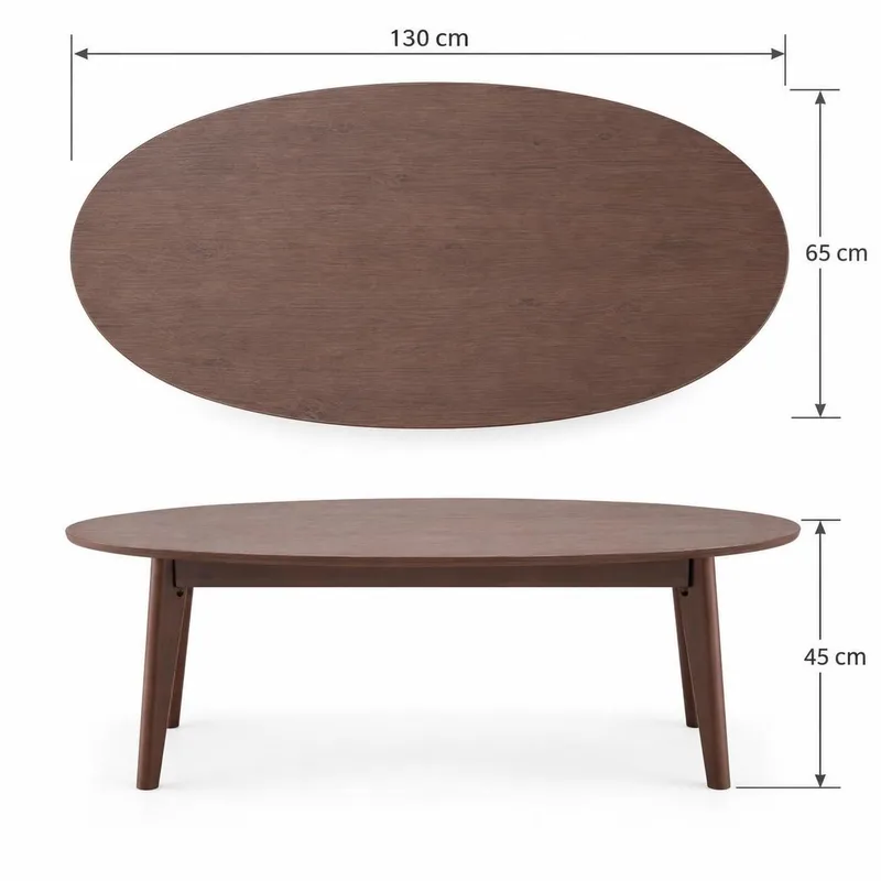 Velo sofabord ovalt 130 cm massivt tre - Valnøtt - Møbler - Bord - Sofabord
