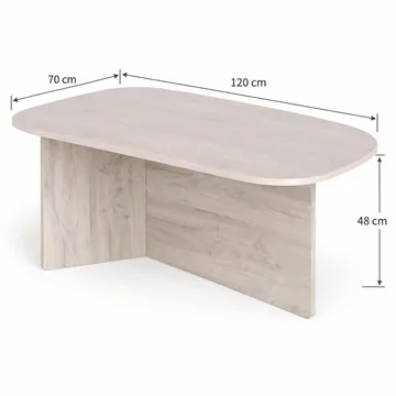 Vento Ovalt Sofabord 120x70 cm med Tre- og Hvitlasert Eik-utseende - Hvit - Møbler - Bord - Sofabord