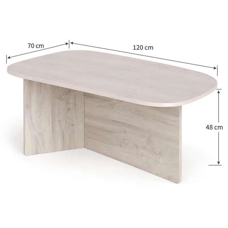 Vento Ovalt Sofabord 120x70 cm med Tre- og Hvitlasert Eik-utseende - Hvit - Møbler - Bord - Sofabord