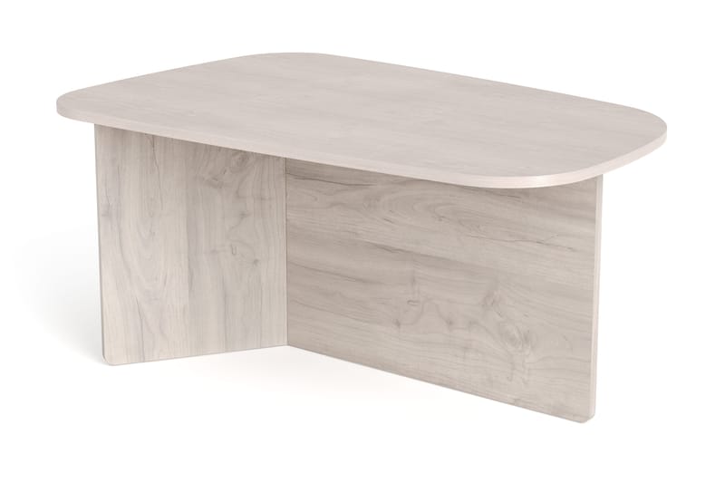 Vento Ovalt Sofabord 90x60 cm med Tre- og Hvitlasert Eik-utseende - Hvit - Møbler - Bord - Sofabord