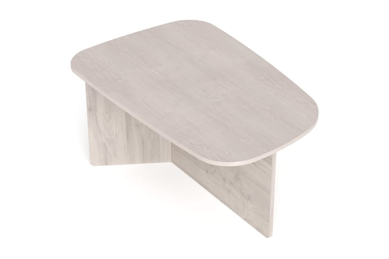 Vento Ovalt Sofabord 90x60 cm med Tre- og Hvitlasert Eik-utseende - Hvit - Møbler - Bord - Sofabord