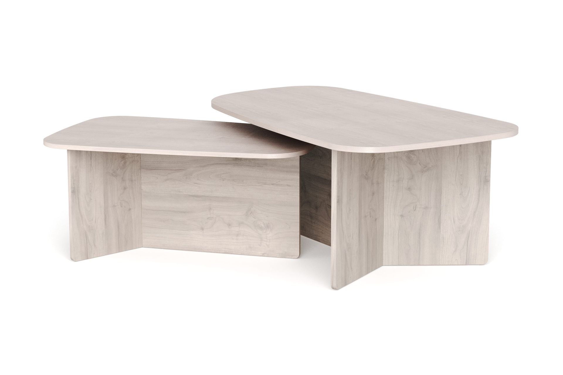 Vento settbord, sofabord 120 x 70 cm + 90 x 60 cm - Hvitlasert eik