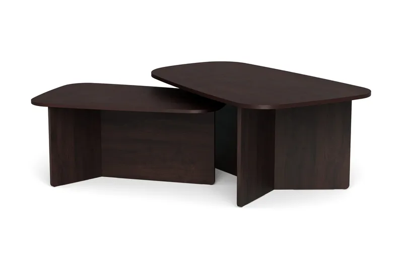 Vento settbord, sofabord 120 x 70 cm + 90 x 60 cm, Røkt eik