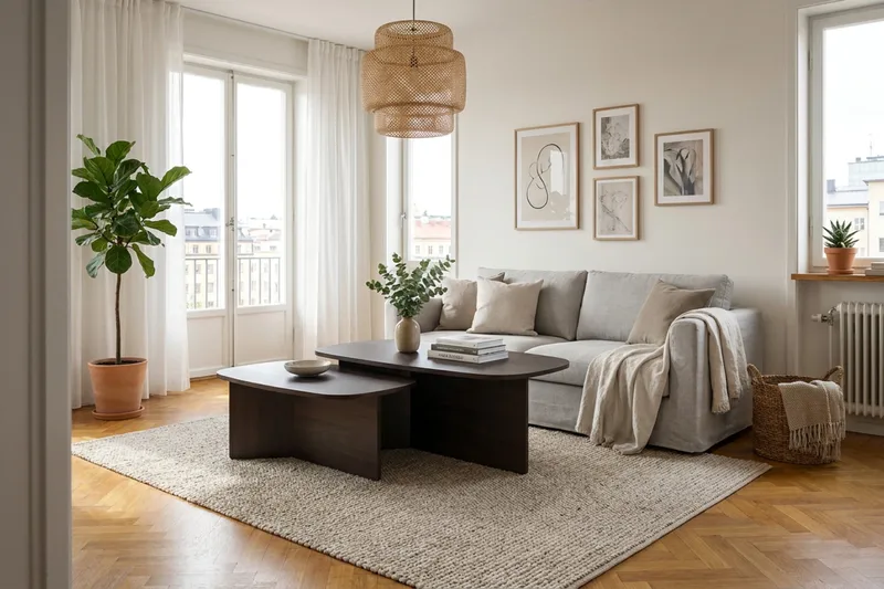 Vento settbord, sofabord 120 x 70 cm + 90 x 60 cm - Røkt eik - Møbler - Bord - Sofabord