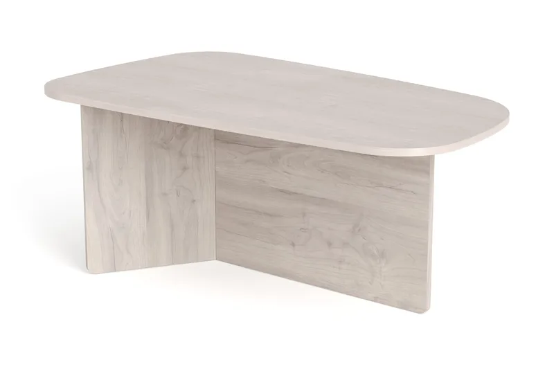 Vento Sofabord 120x70 cm ovalt i tre, Hvitlasert eik