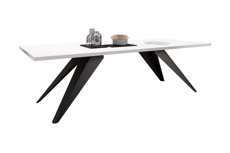Vento Uttrekkbart Rektangulært Spisebord 140 cm med Eik- og Metalllook - Svart|Beige - Møbler - Bord - Spisebord & kjøkkenbord