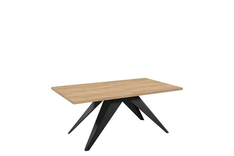 Vento Uttrekkbart Rektangulært Spisebord 140 cm med Eik- og Metalllook, Svart|Beige