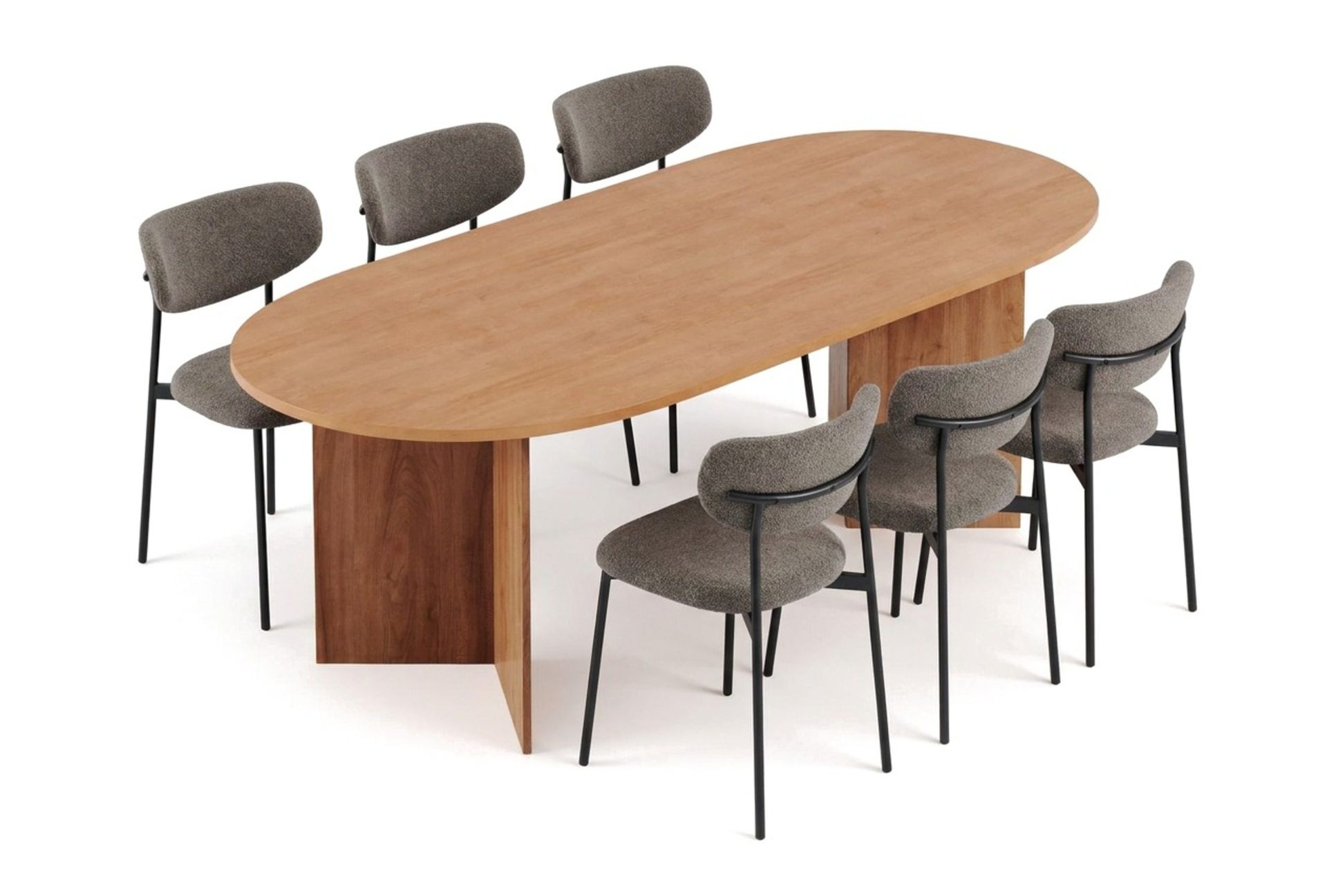 Vera oval spisegruppe 180 cm med 6 Lucy spisestoler - Eik
