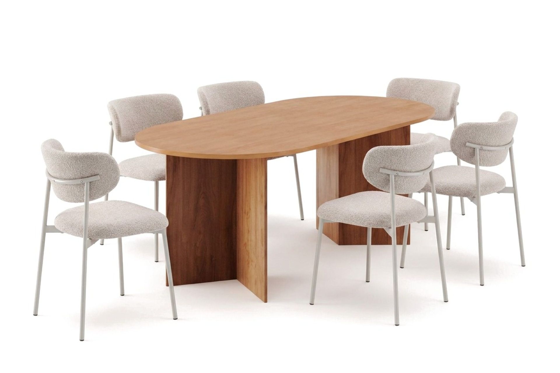 Vera oval spisegruppe 180 cm med 6 Lucy spisestoler - Eik