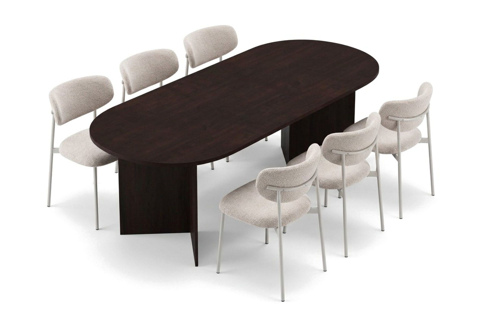 Vera oval spisegruppe 180 cm med 6 Lucy spisestoler - Røkt eik
