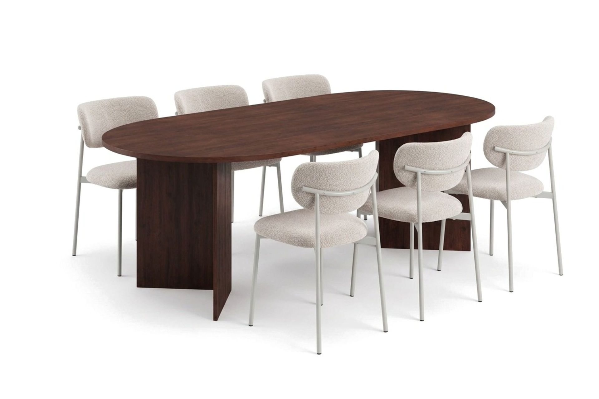 Vera oval spisegruppe 180 cm med 6 Lucy spisestoler - Valnøtt