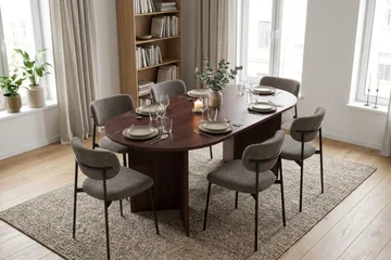 Vera oval spisegruppe 180 cm med 6 Lucy spisestoler - Valnøtt - Møbler - Bord - Spisegrupper