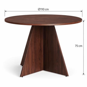 Vera Rund Spisegruppe 110 cm – Spisebord med 4 Katy Spisestoler med Tre- og Valnøttutseende - Brun - Møbler - Bord - Spisegrupper
