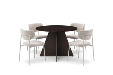 Vera rund spisegruppe 110 cm med 4 Lucy spisestoler - Røkt eik - Møbler - Bord - Spisegrupper