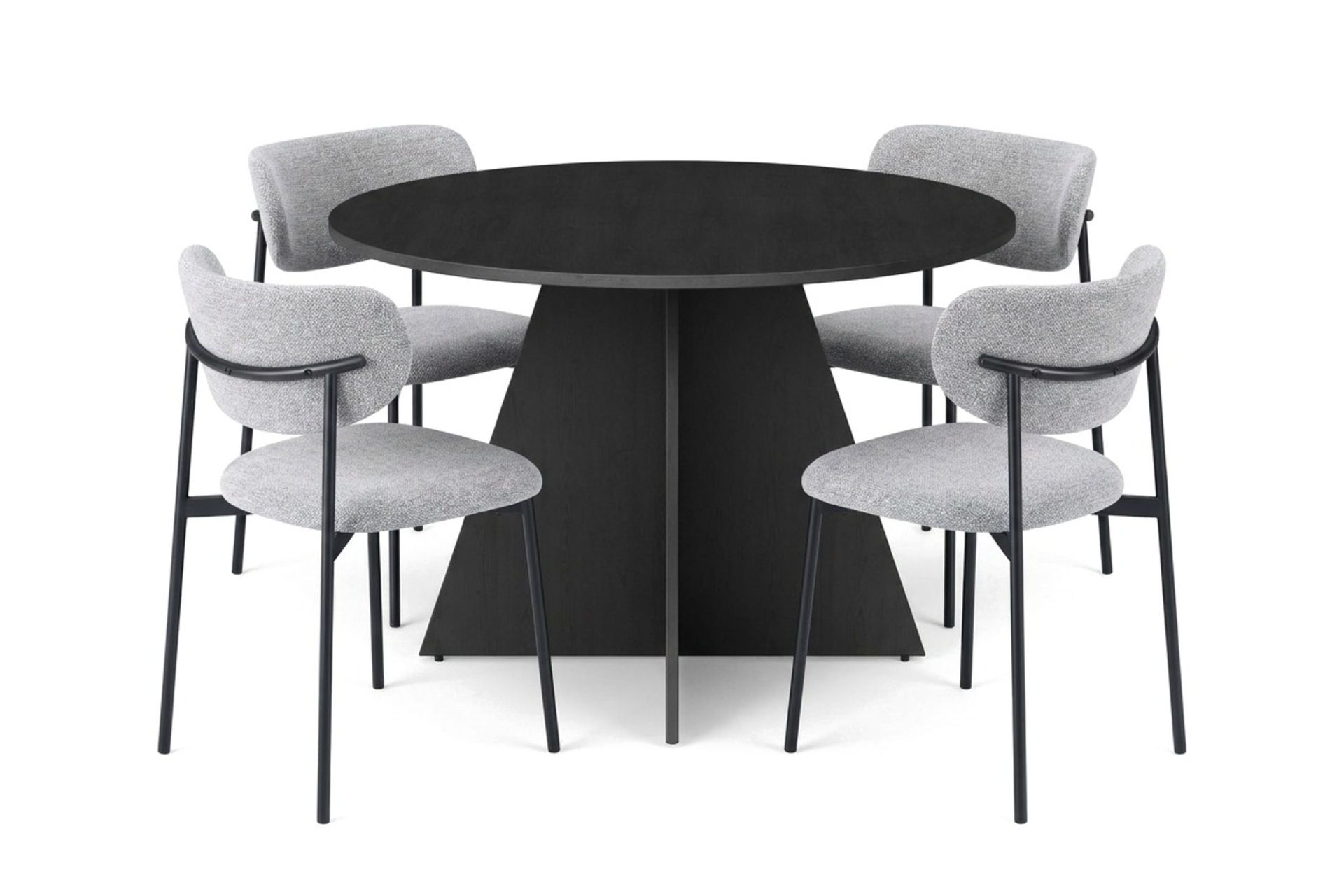Vera rund spisegruppe 110 cm med 4 Lucy spisestoler - Svartbeiset eik
