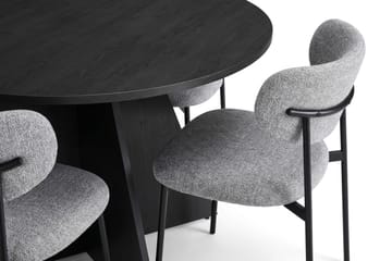 Vera rund spisegruppe 110 cm med 4 Lucy spisestoler - Svartbeiset eik - Møbler - Bord - Spisegrupper