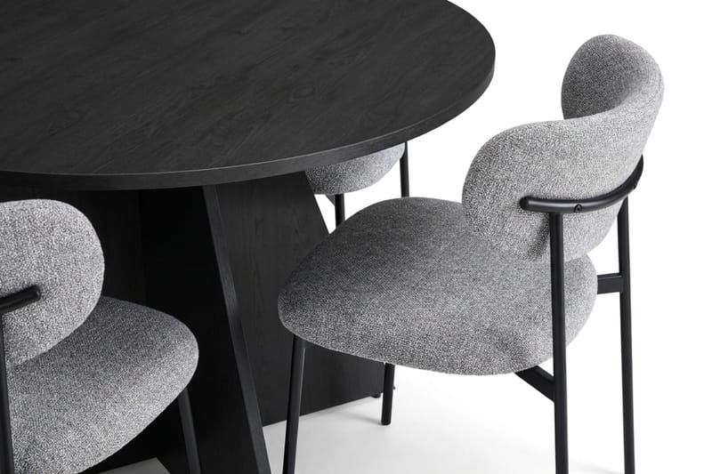 Vera rund spisegruppe 110 cm med 4 Lucy spisestoler - Svartbeiset eik - Møbler - Bord - Spisegrupper