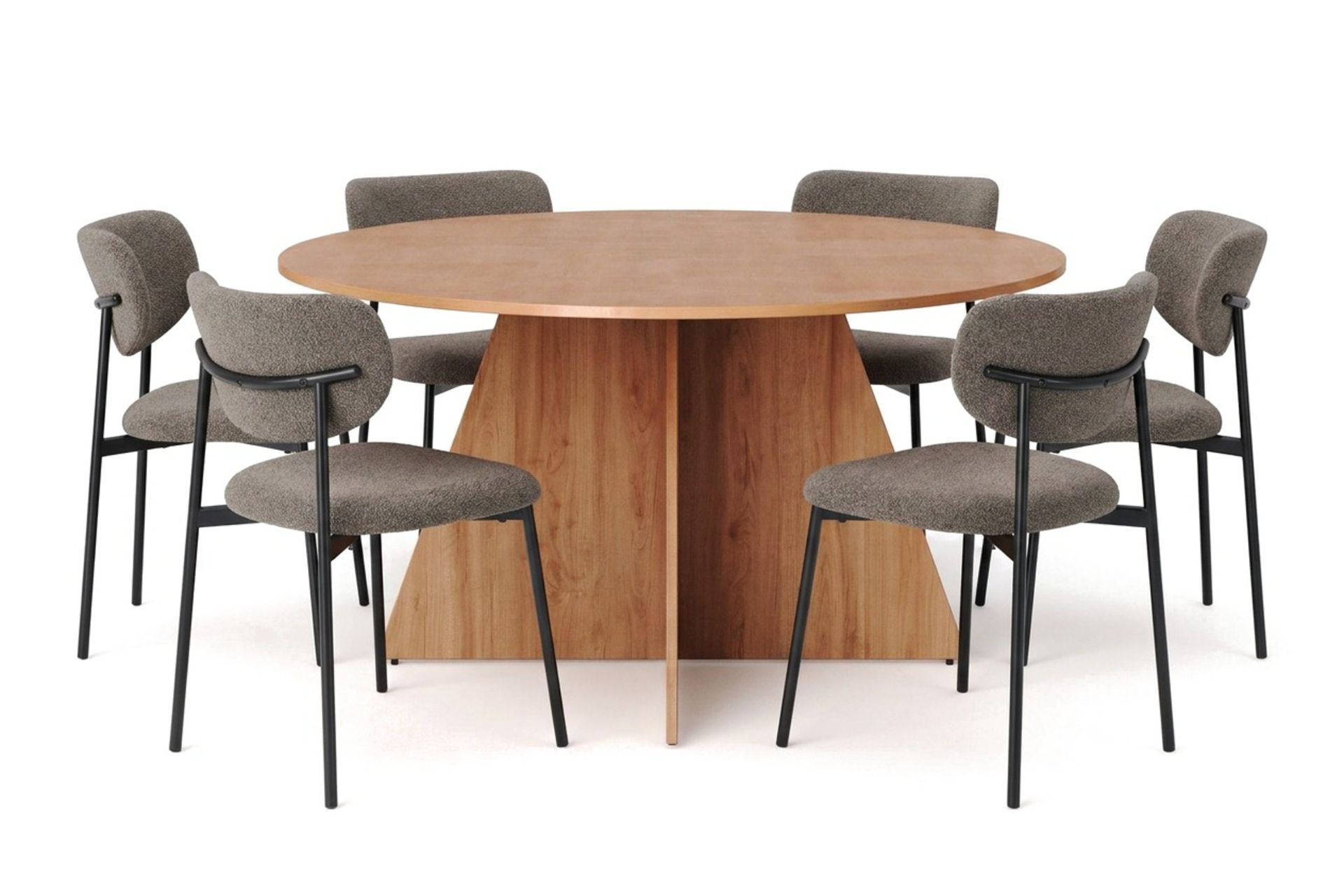 Vera rund spisegruppe 150 cm med 6 Lucy spisestoler - Eik