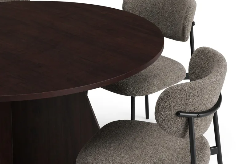 Vera rund spisegruppe 150 cm med 6 Lucy spisestoler - Røkt eik - Møbler - Bord - Spisegrupper
