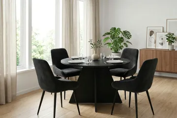 Vera rundt spisebord ø110 cm Finér - Svartbeiset eik - Møbler - Bord - Spisebord & kjøkkenbord