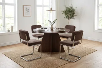 Vera rundt spisebord ø110 cm Finér - Valnøtt - Møbler - Bord - Spisebord & kjøkkenbord
