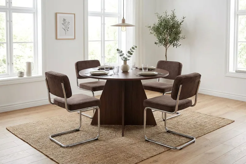 Vera rundt spisebord ø110 cm Finér - Valnøtt - Møbler - Bord - Spisebord & kjøkkenbord