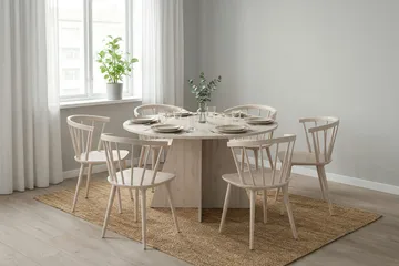 Vera rundt spisebord ø130 cm Finér - Hvitlasert - Møbler - Bord - Spisebord & kjøkkenbord