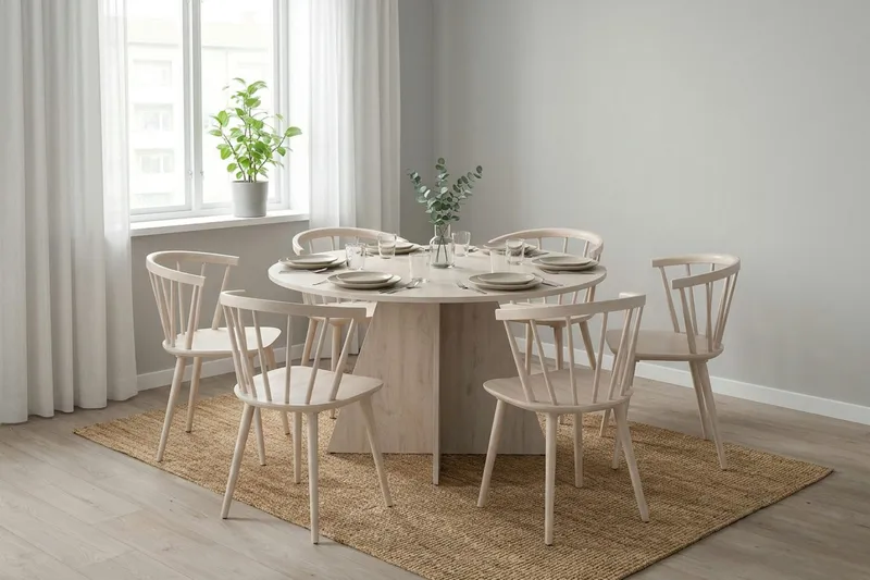 Vera rundt spisebord ø130 cm Finér - Hvitlasert - Møbler - Bord - Spisebord & kjøkkenbord