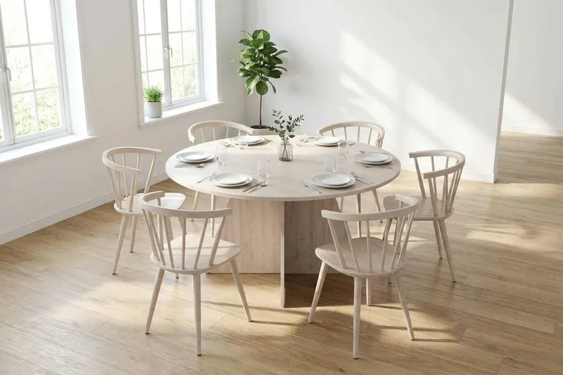 Vera rundt spisebord ø150 cm Finér - Hvitlasert - Møbler - Bord - Spisebord & kjøkkenbord