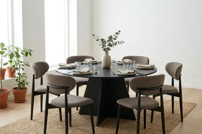 Vera rundt spisebord ø150 cm Finér - Svart - Møbler - Bord - Spisebord & kjøkkenbord