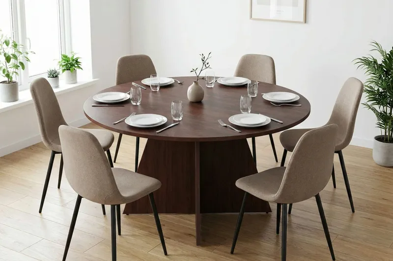 Vera rundt spisebord ø150 cm Finér - Valnøtt - Møbler - Bord - Spisebord & kjøkkenbord