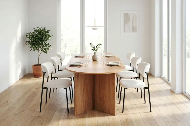 Vera Spisebord Oval 180x100 cm Finér - Eik - Møbler - Bord - Spisebord & kjøkkenbord