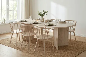 Vera Spisebord Oval 180x100 cm Finér - Hvitlasert - Møbler - Bord - Spisebord & kjøkkenbord