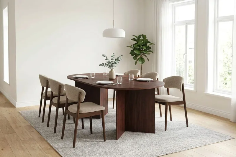 Vera Spisebord Oval 180x100 cm Finér - Valnøtt - Møbler - Bord - Spisebord & kjøkkenbord