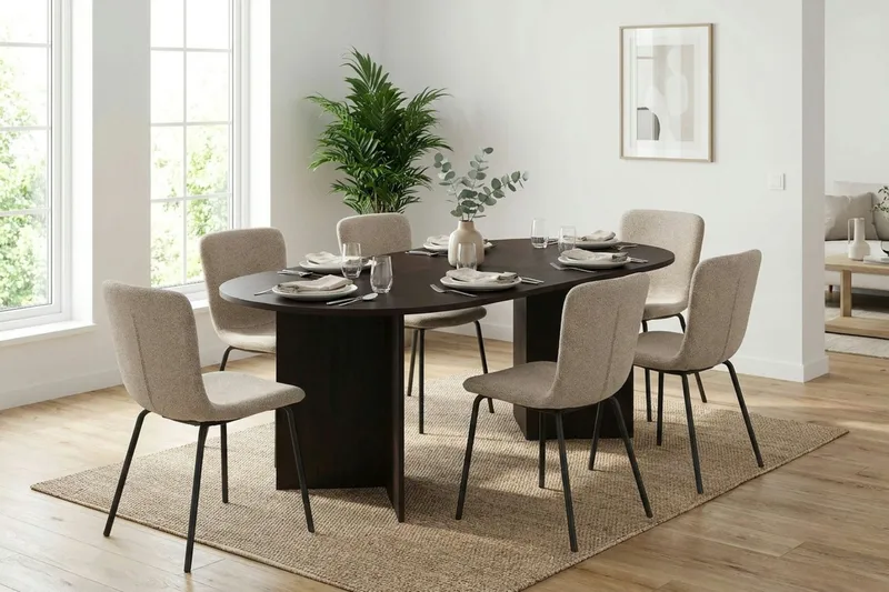 Vera Spisebord Oval 220x100 cm Finér - Røkt eik - Møbler - Bord - Spisebord & kjøkkenbord