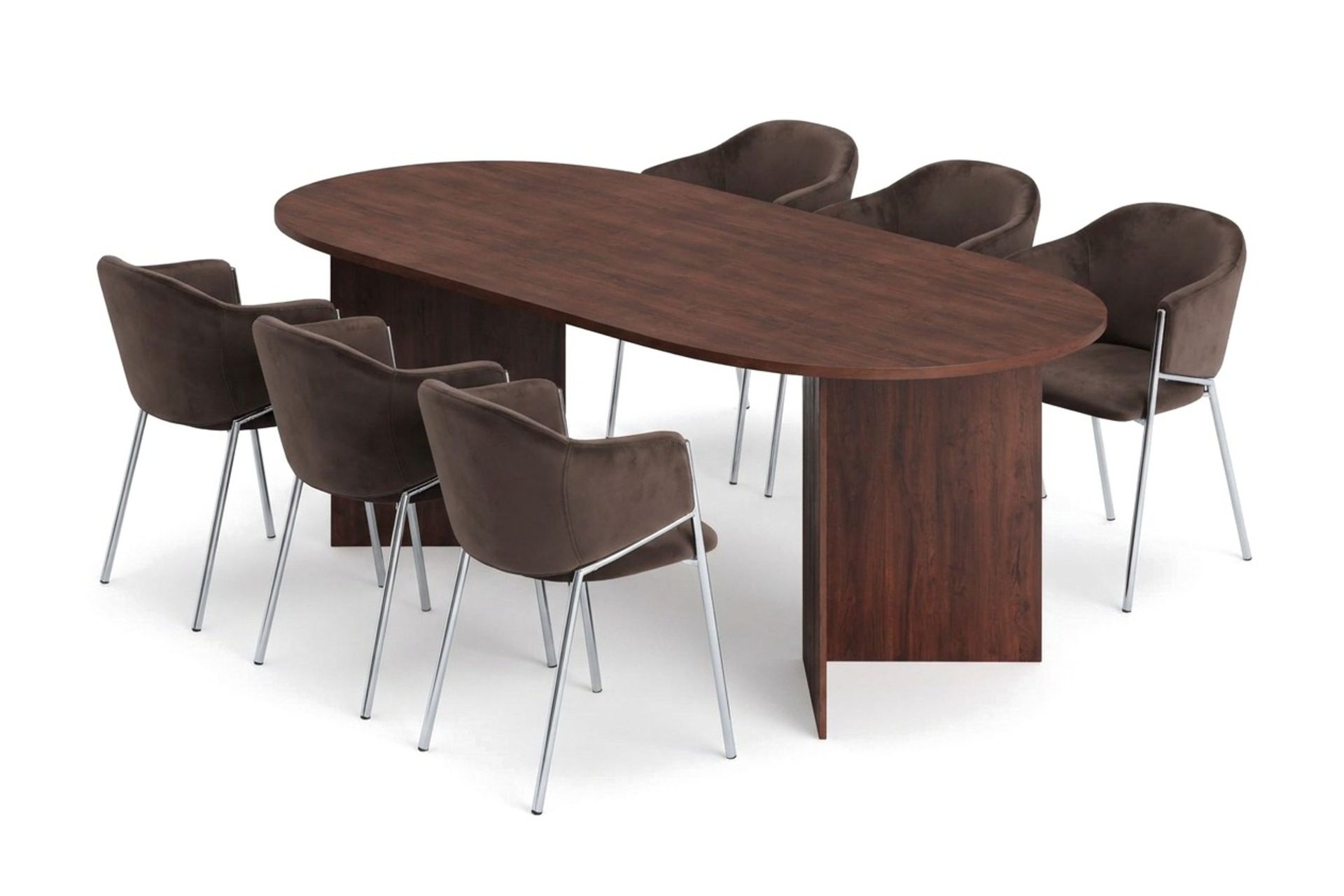Vera spisegruppe, oval 180 cm, med 6 Filip spisestoler - Valnøtt