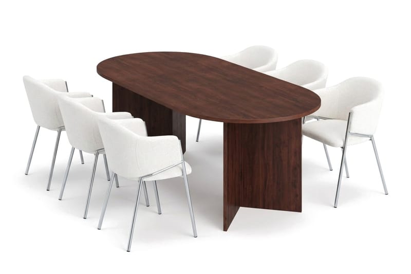 Vera spisegruppe, oval 180 cm, med 6 Filip spisestoler, Valnøtt