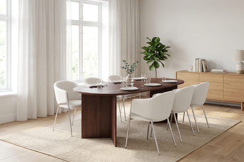 Vera spisegruppe, oval 180 cm, med 6 Filip spisestoler - Valnøtt - Møbler - Bord - Spisegrupper
