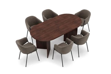 Vera spisegruppe, oval 180 cm, med 6 Filip spisestoler - Valnøtt - Møbler - Bord - Spisegrupper