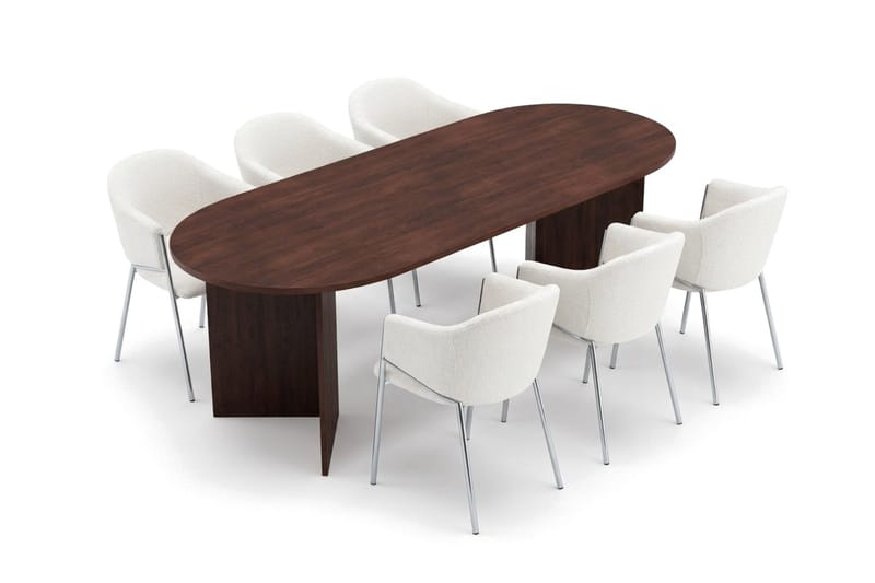 Vera spisegruppe, oval 180 cm, med 6 Filip spisestoler - Valnøtt - Møbler - Bord - Spisegrupper