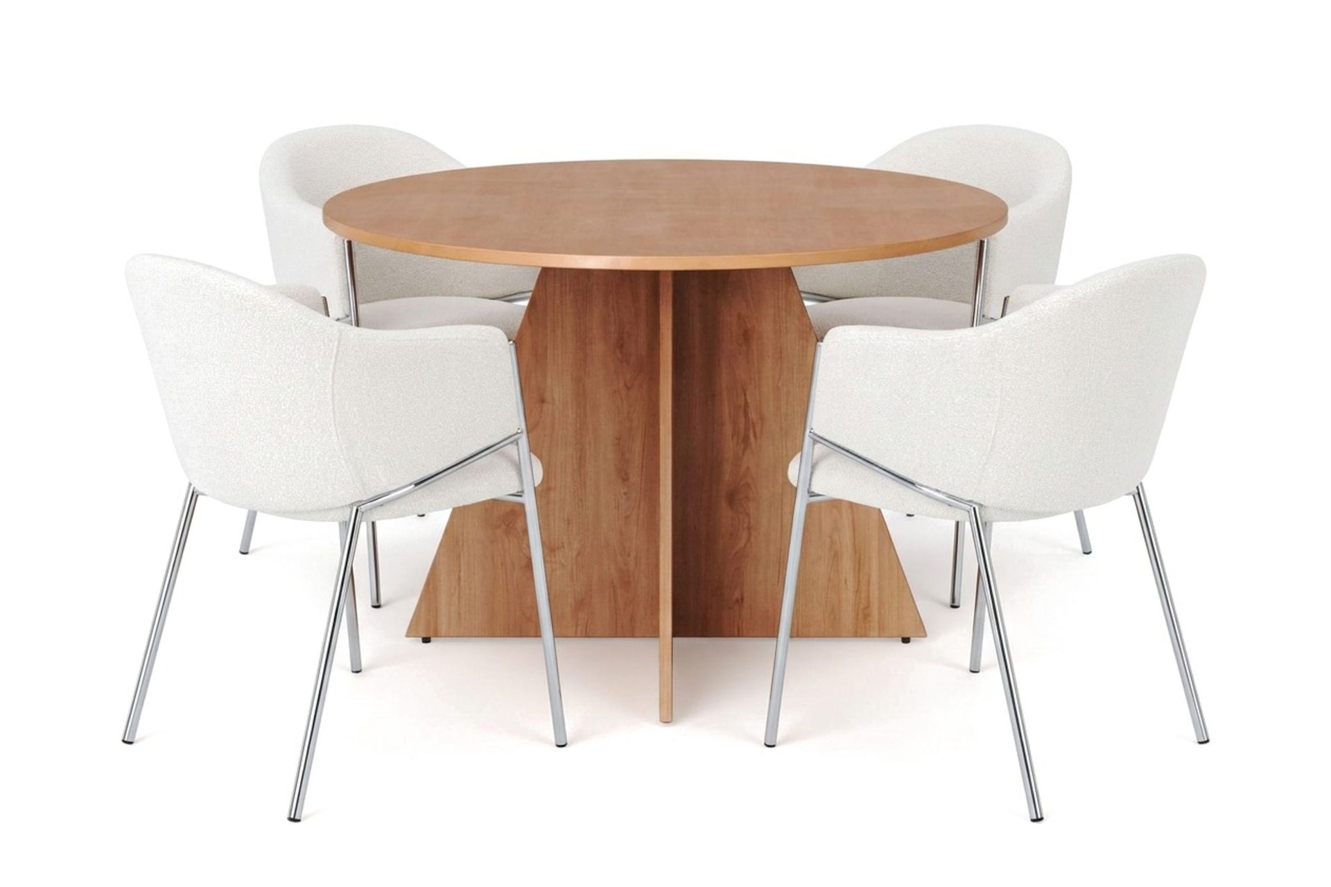 Vera spisegruppe, rund 110 cm, med 4 Filip spisestoler - Eik