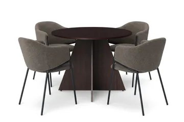 Vera spisegruppe, rund 110 cm, med 4 Filip spisestoler - Røkt eik - Møbler - Bord - Spisegrupper