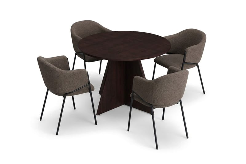 Vera spisegruppe, rund 110 cm, med 4 Filip spisestoler - Røkt eik - Møbler - Bord - Spisegrupper