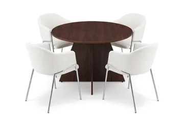 Vera spisegruppe, rund 110 cm, med 4 Filip spisestoler - Valnøtt - Møbler - Bord - Spisegrupper