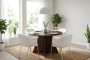 Vera spisegruppe, rund 110 cm, med 4 Filip spisestoler - Valnøtt - Møbler - Bord - Spisegrupper
