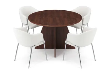 Vera spisegruppe, rund 110 cm, med 4 Filip spisestoler - Valnøtt - Møbler - Bord - Spisegrupper