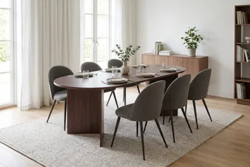 Vera spisegruppe 180 cm oval med 6 Nibe Plus spisestoler - Valnøtt - Møbler - Bord - Spisegrupper