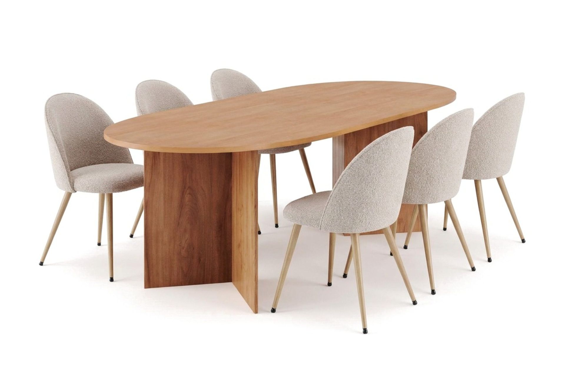 Vera spisegruppe 180 cm oval med 6 Nibe Plus spisestoler - Eik