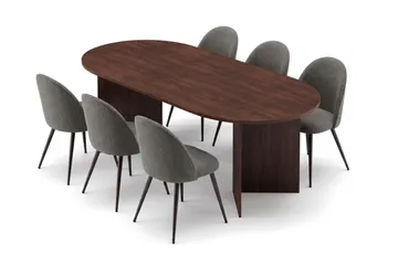 Vera spisegruppe 180 cm oval med 6 Nibe Plus spisestoler - Valnøtt - Møbler - Bord - Spisegrupper